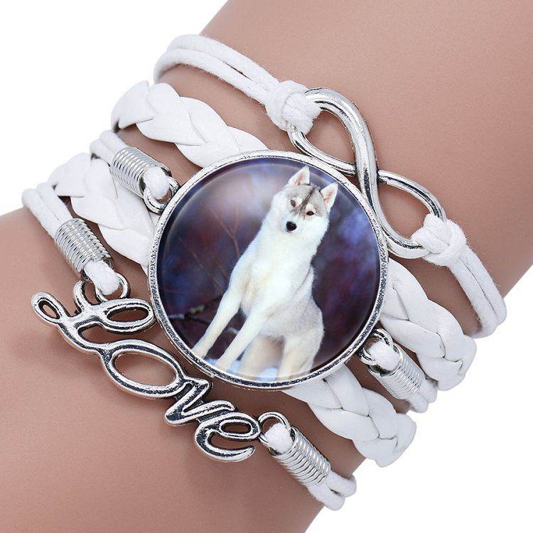 Multi-layered gemstone wolf bracelet - Mubimart