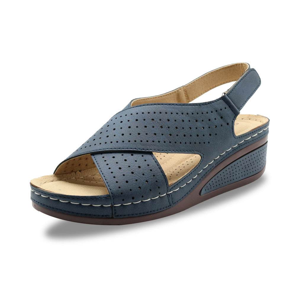 Platform sandals with rounded wedge heels - Mubimart