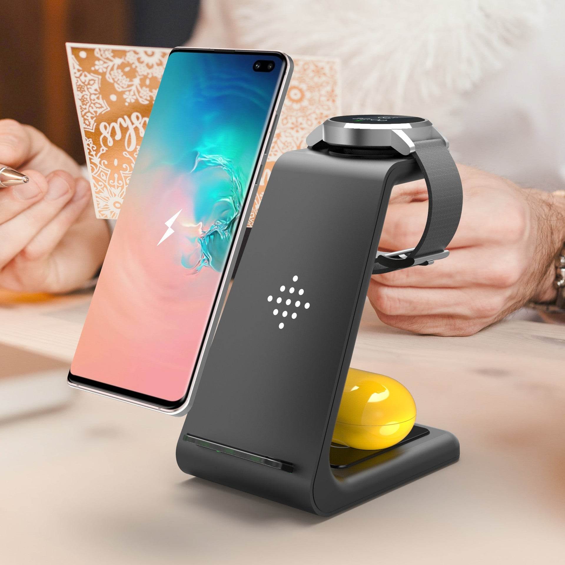 3 In 1 Fast Charging Station Wireless Charger Stand Wireless Quick Charge Dock For Phone Holder - Mubimart