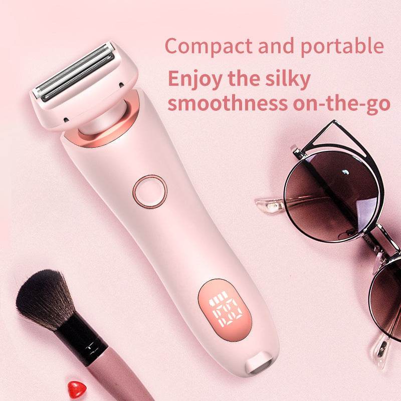 2 In 1 Hair Removal Epilator USB Rechargeable Trimmer Women Body Razor Face Leg Armpit Bikini Hand Pubic Shaver Hair Remover - Mubimart