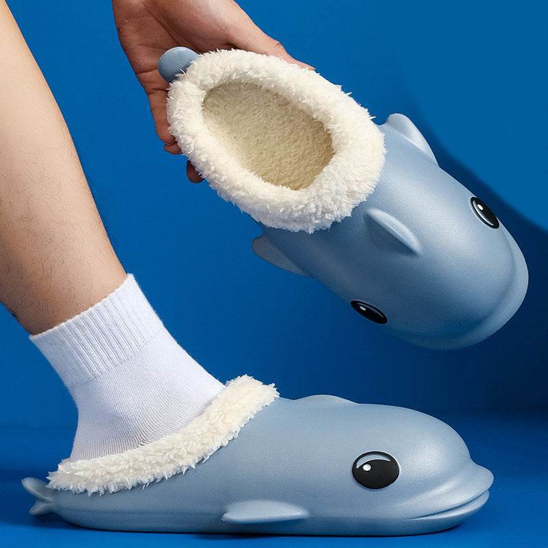 Cute Cartoon Shoes House Warm Fuzzy Slippers Women - Mubimart