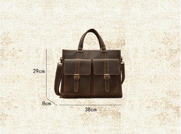 Handmade Vintage Leather Men's Briefcase - Mubimart