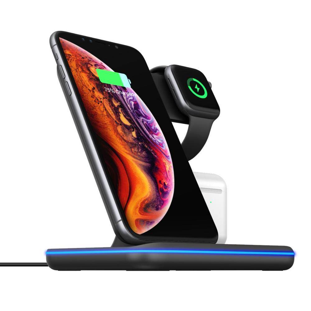 Compatible Mobile Phone Watch Earphone Wireless Charger 3 In 1 Wireless Charger Stand - Mubimart