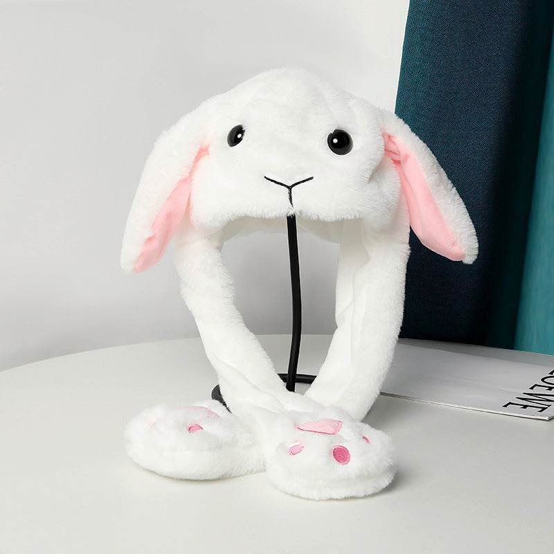 Cute Animal Moving Ear Hat Cute Panda Dog Frog Puppy Plush Hats Halloween Cosplay Party Earflap Hat For Women - Mubimart