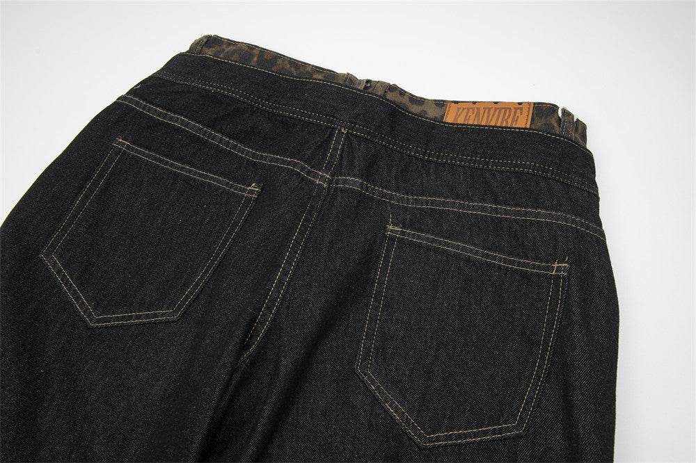 Stitching Straight Jeans For Men And Women - Mubimart