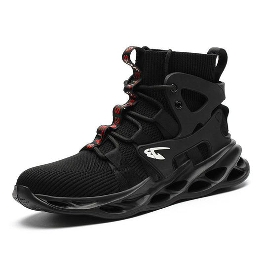 High-top Safety Shoes Construction Protective Footwear Men Steel Toe Breathable Hiking Boots - Mubimart