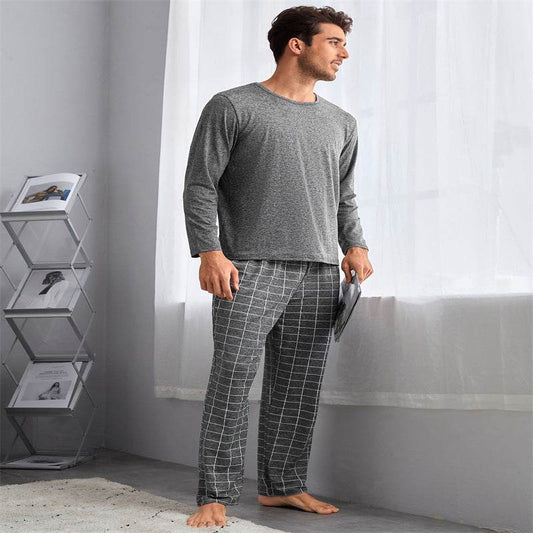 Thin Section Plaid Loungewear Outer Pants Men's Suit - Mubimart