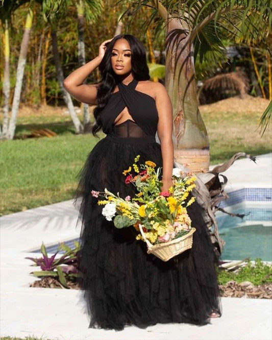 Evening Net Yarn Dress Court Corset - Mubimart