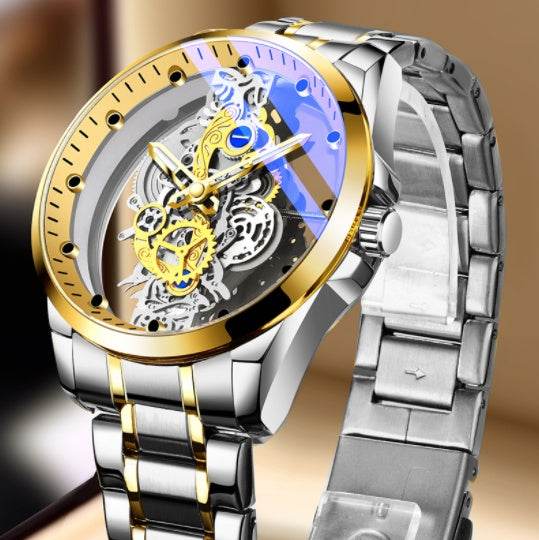 Men Watch Skeleton Automatic Quartz Watch Gold Skeleton Vintage Man Watch Mens Watches Top Brand Luxury - Mubimart