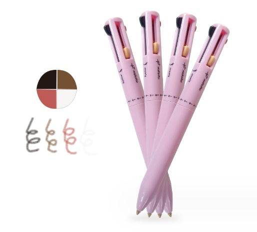 Four-in-one Cosmetic Brush Four-color Lip Liner Highlight Eyeliner Eyebrow Pencil - Mubimart