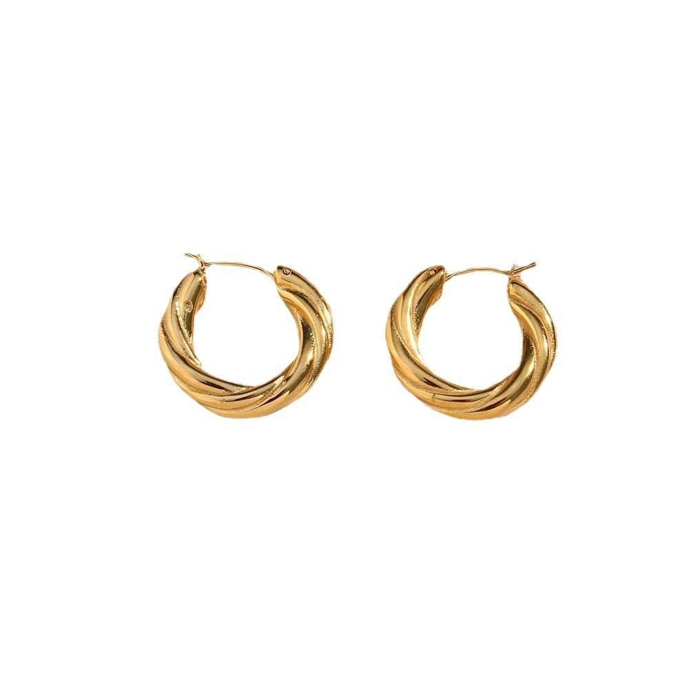 Denisse Twisted Hoop Earrings - Mubimart