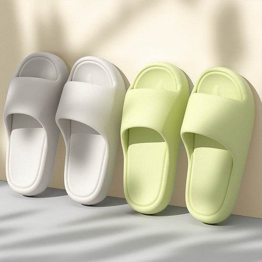 Solid Thick-soled Home Slippers Summer Non-slip Floor Bathroom Slipper For Women Men's House Shoes - Mubimart