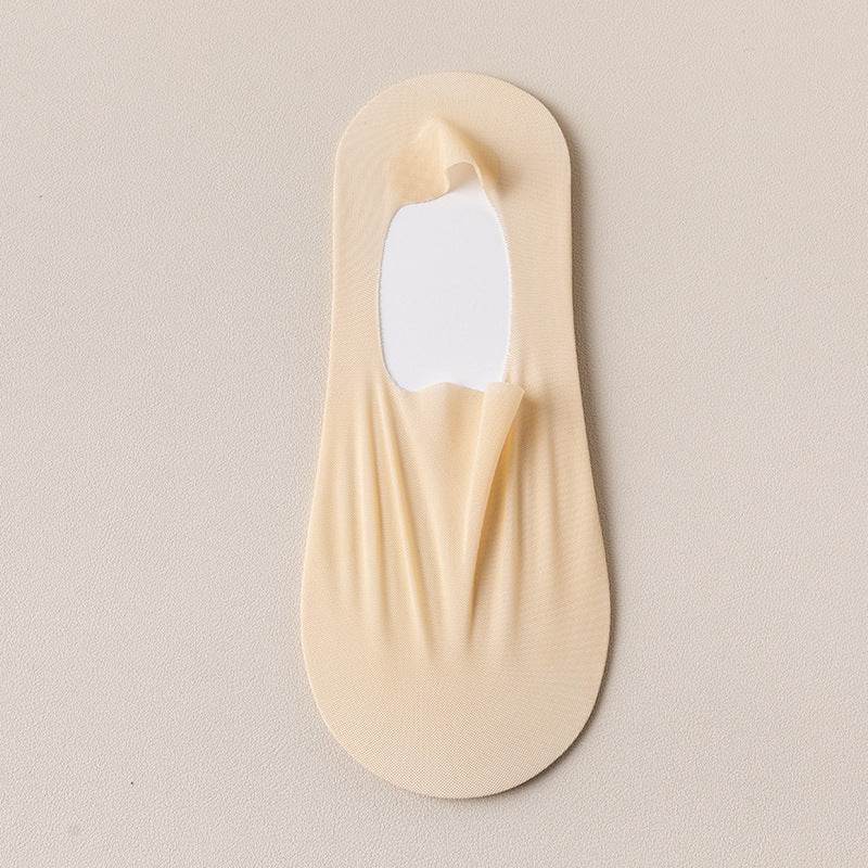 Thin Solid Color Bottom Super Low Cut Invisible Socks - Mubimart
