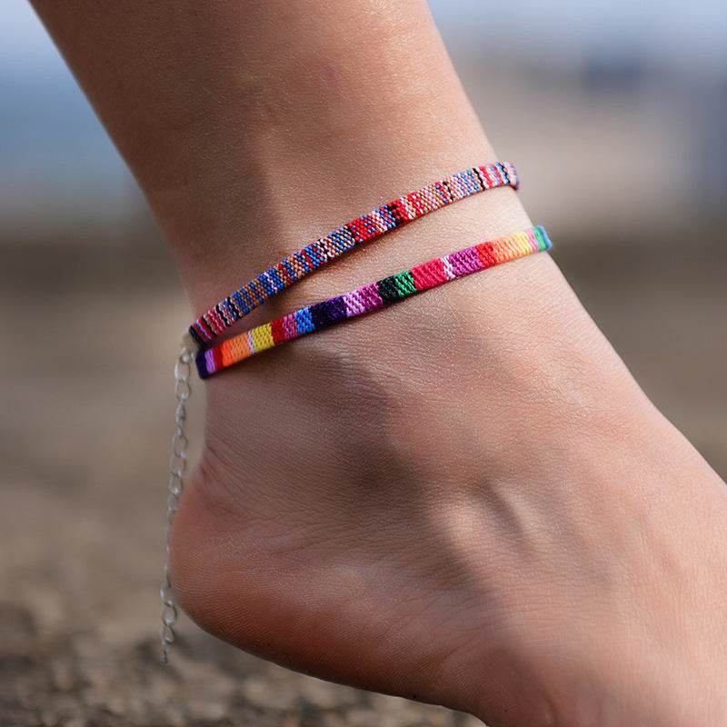 Chain Bohemian Color Ankle Bracelet String Handmade Jewelry - Mubimart