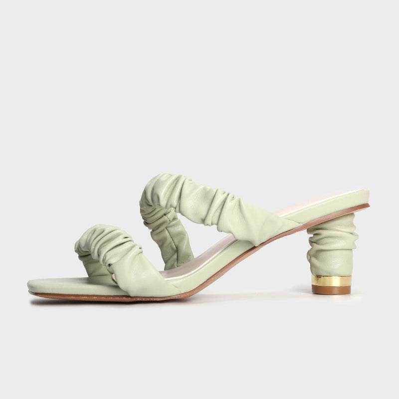 Women's Pleated Lace-Up Comfort High Heel Sandals - Mubimart