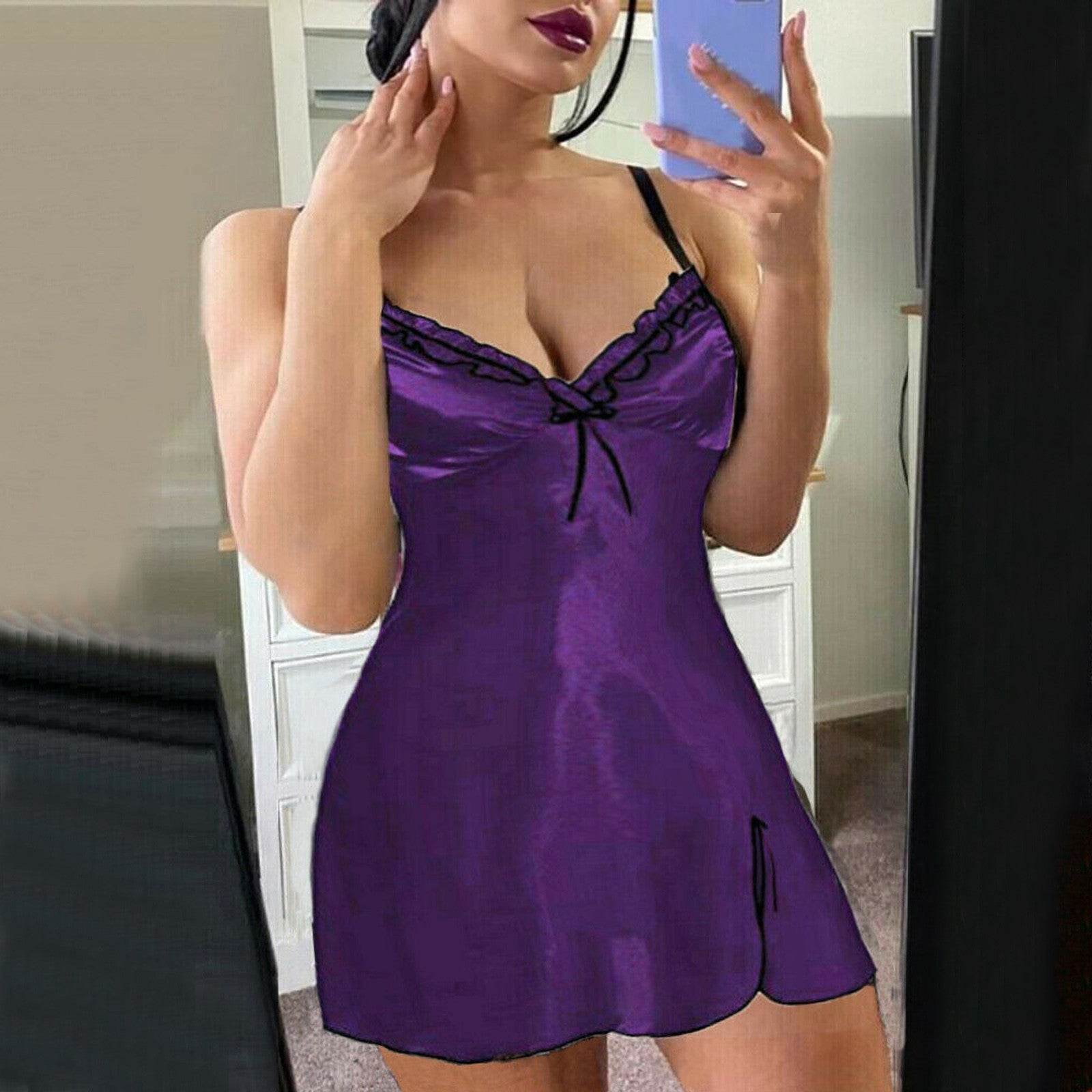 Sling Nightdress Women's Lace Home Pajamas Nightwear - Mubimart