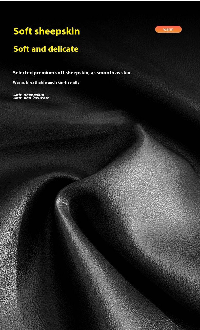 Genuine Leather Gloves For Men And Women Autumn And Winter Fleece-lined Thickened - Mubimart
