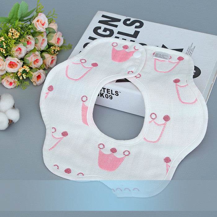 U-shaped Bib Children's 6-layer Cotton Gauze Bib Cartoon Custom Infant Baby Supplies 360 Rotating Bib - Mubimart