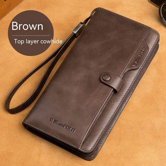Men's Long Wallet Genuine Leather Wallet - Mubimart