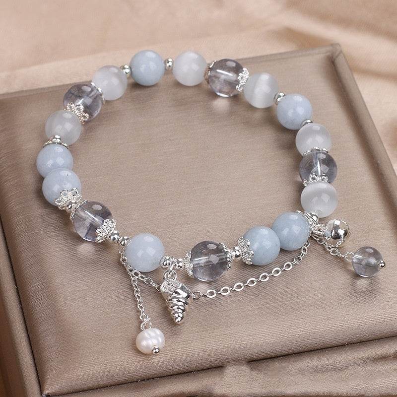 Sweet Aquamarine Beaded Bracelet For Women - Mubimart