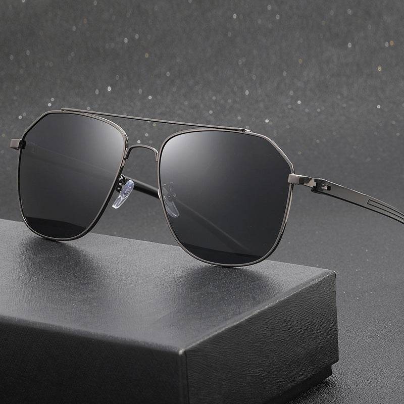 Large Frame Metal Double Bridge Aviator Sunglasses - Mubimart