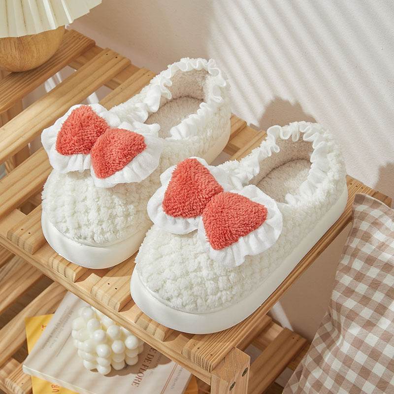 Cute Bow Cotton Slippers For Women - Mubimart