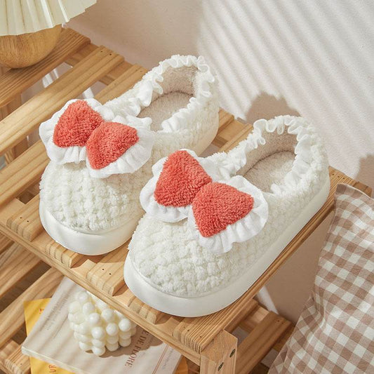 Cute Bow Cotton Slippers For Women - Mubimart