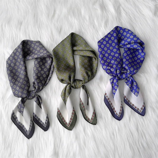 Square Imitated Silk Scarves Geometric Pattern - Mubimart