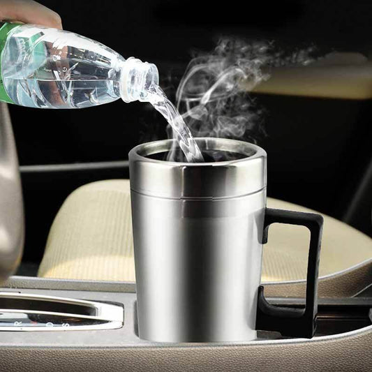 Stainless Steel Vehicle Heating Cup Heat Insulation Electric Car Kettle Camping Travel Kettle Water Coffee Thermal Mug - Mubimart