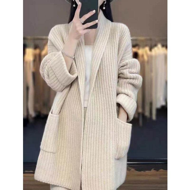Plus Size Women's Sweater Cardigan Mid-length - Mubimart