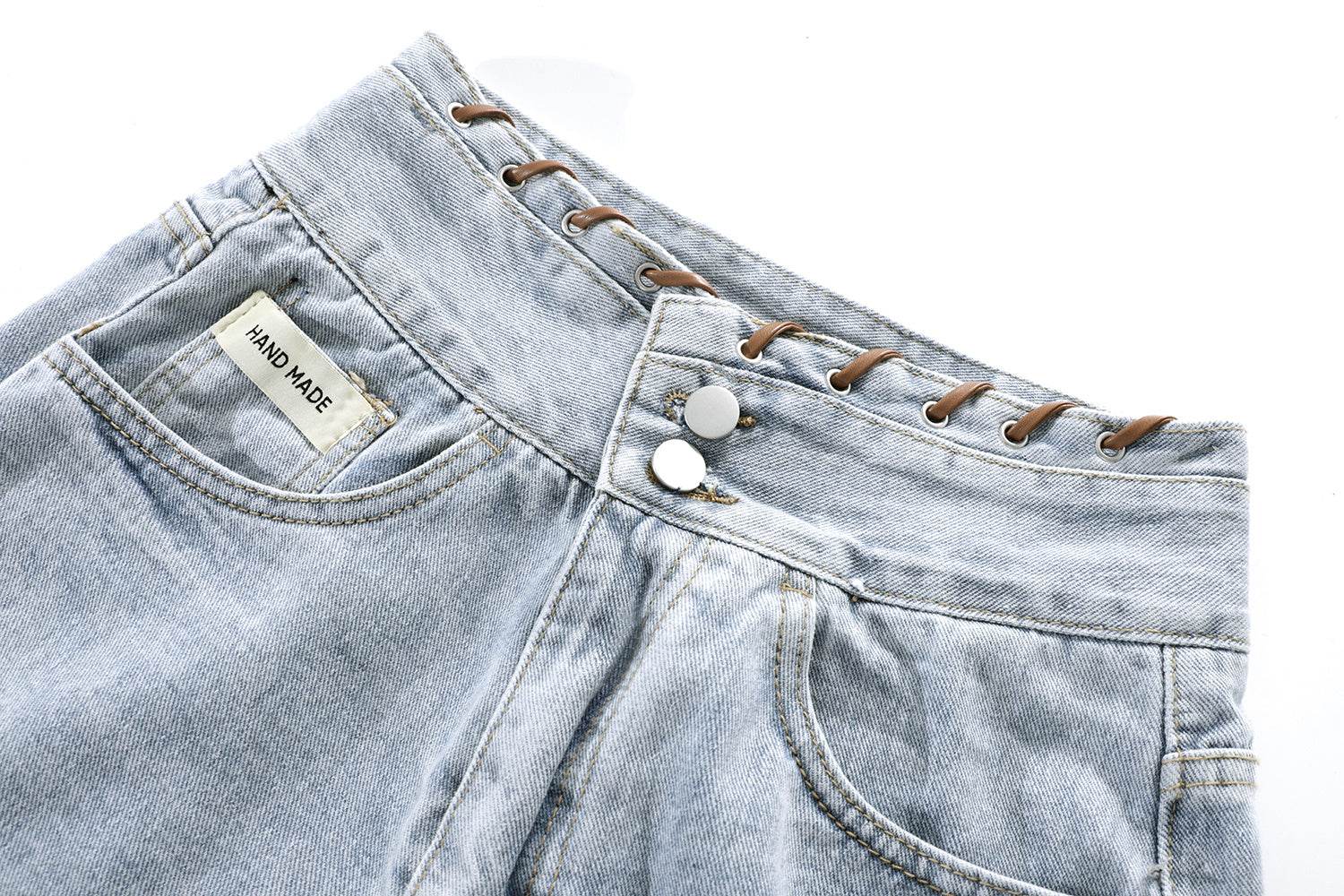 High Waisted Wide Leg Denim Shorts For Women - Mubimart