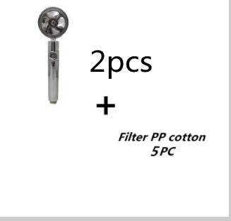 Shower Head Water Saving Flow 360 Degrees Rotating With Small Fan ABS Rain High Pressure Spray Nozzle Bathroom Accessories - Mubimart