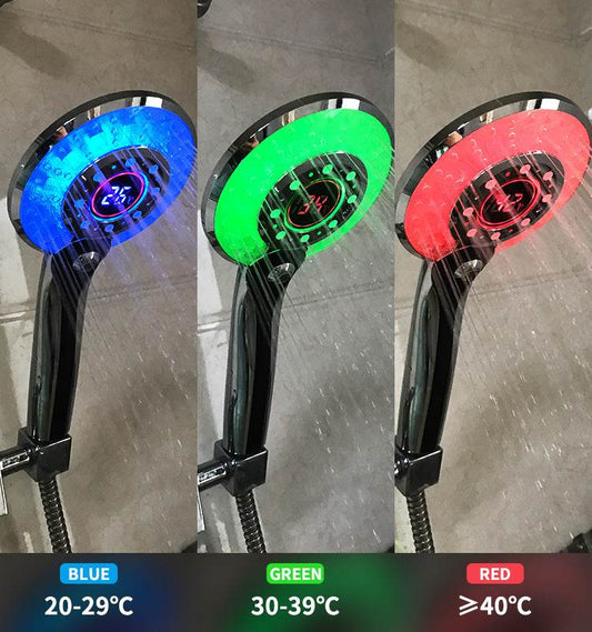Adjustable 3 Mode 3 Color LED Shower Head Light Temperature Sensor RGB Bath Sprinkler Bathroom Shower Head - Mubimart