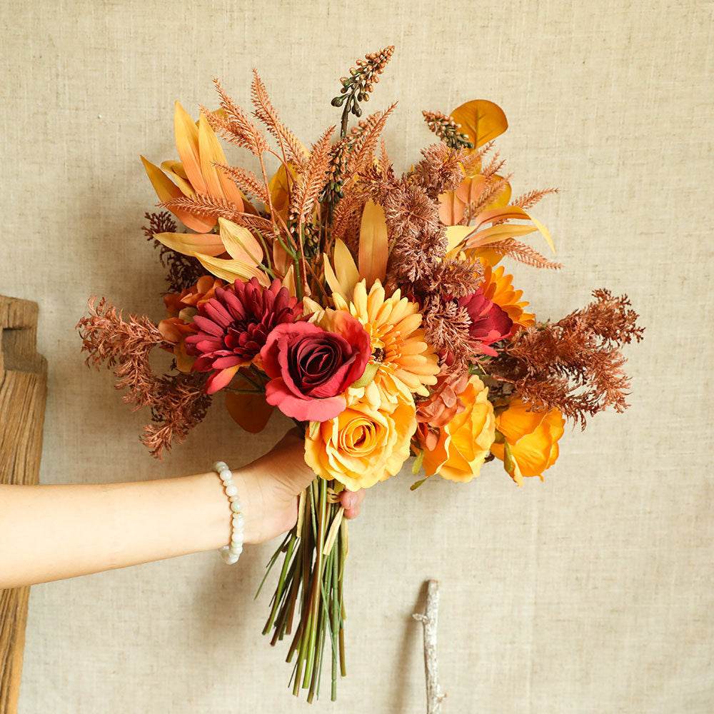 Autumn Color Bouquets Of Green Plants Wholesale Artificial Flowers - Mubimart