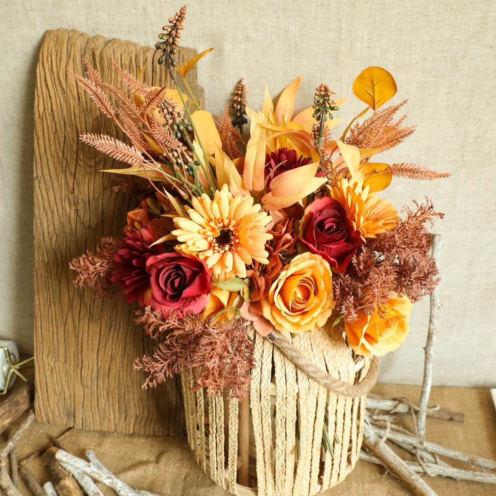 Autumn Color Bouquets Of Green Plants Wholesale Artificial Flowers - Mubimart