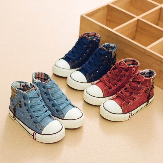 Autumn Expert Skill Children Casual Shoes Boys Girls Sport Shoes Breathable Denim Sneakers Kids Canvas Shoes Baby Boots - Mubimart