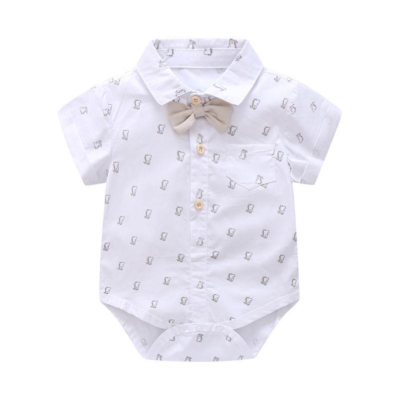 Baby Boy Cross-border Baby Boy Overalls Suit Gentleman Short Sleeve Going Out Rompers - Mubimart