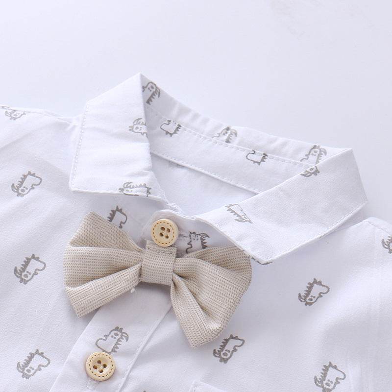 Baby Boy Cross-border Baby Boy Overalls Suit Gentleman Short Sleeve Going Out Rompers - Mubimart