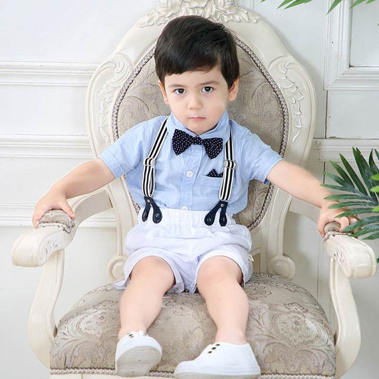 Baby Boy Gentleman Romper Suit Short-sleeved Shorts Romper - Mubimart