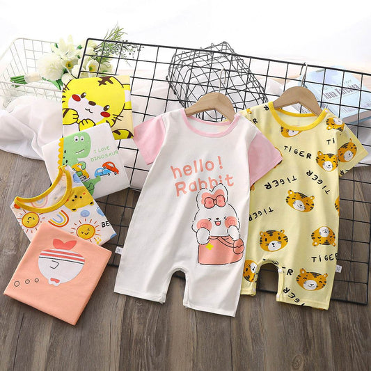 Baby Boy Thin Women's Short-sleeved Jumpsuit Romper - Mubimart