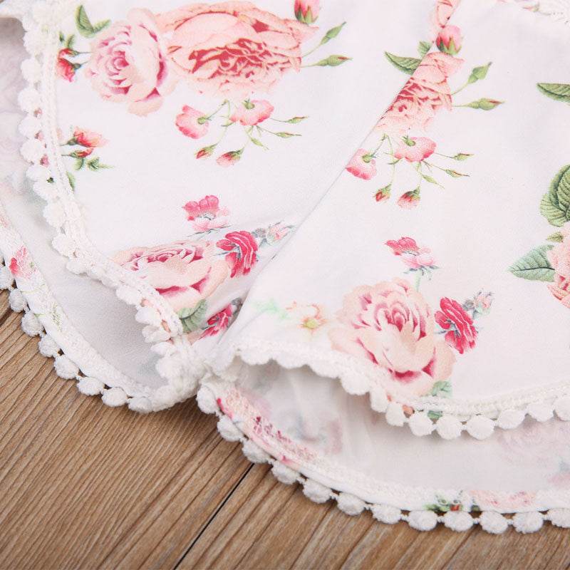 Baby Clothing Newborn Kid Baby Girl Floral Romper Clothes Sleeveless Jumpsuit Tassel Sunsuit Outfit Set - Mubimart