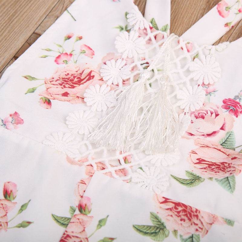 Baby Clothing Newborn Kid Baby Girl Floral Romper Clothes Sleeveless Jumpsuit Tassel Sunsuit Outfit Set - Mubimart