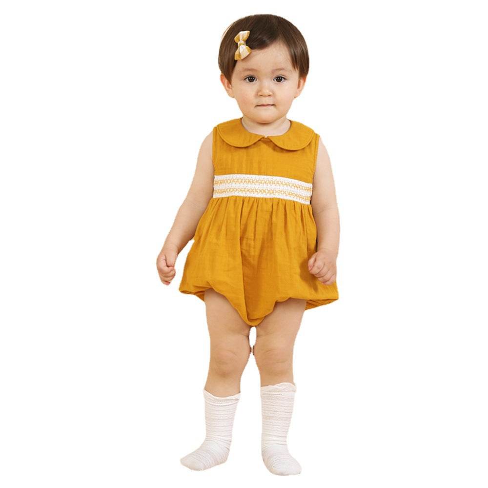 Baby Girl's One-piece Romper Cotton And Linen Sister And Brother Outfit - Mubimart