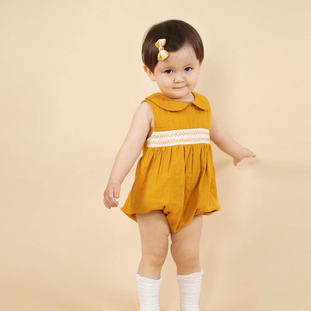 Baby Girl's One-piece Romper Cotton And Linen Sister And Brother Outfit - Mubimart