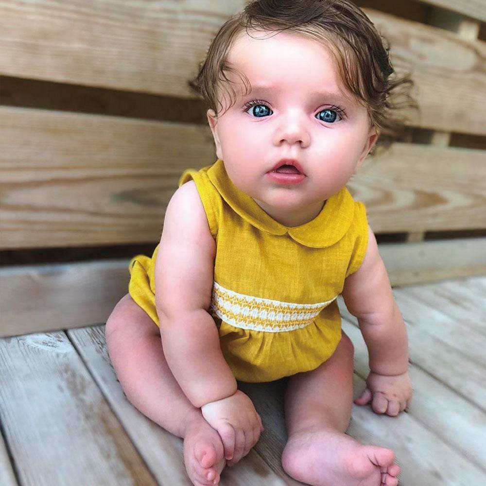 Baby Girl's One-piece Romper Cotton And Linen Sister And Brother Outfit - Mubimart