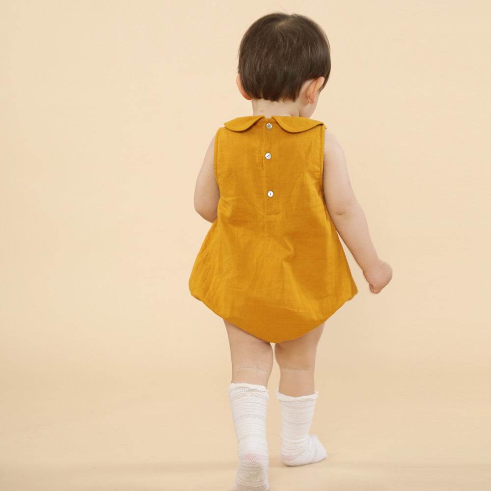 Baby Girl's One-piece Romper Cotton And Linen Sister And Brother Outfit - Mubimart