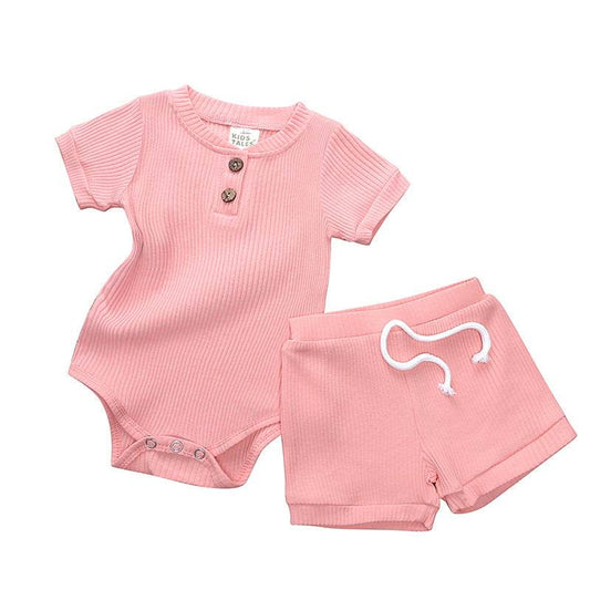 Baby One-Piece Pyjama Shorts Set - Mubimart