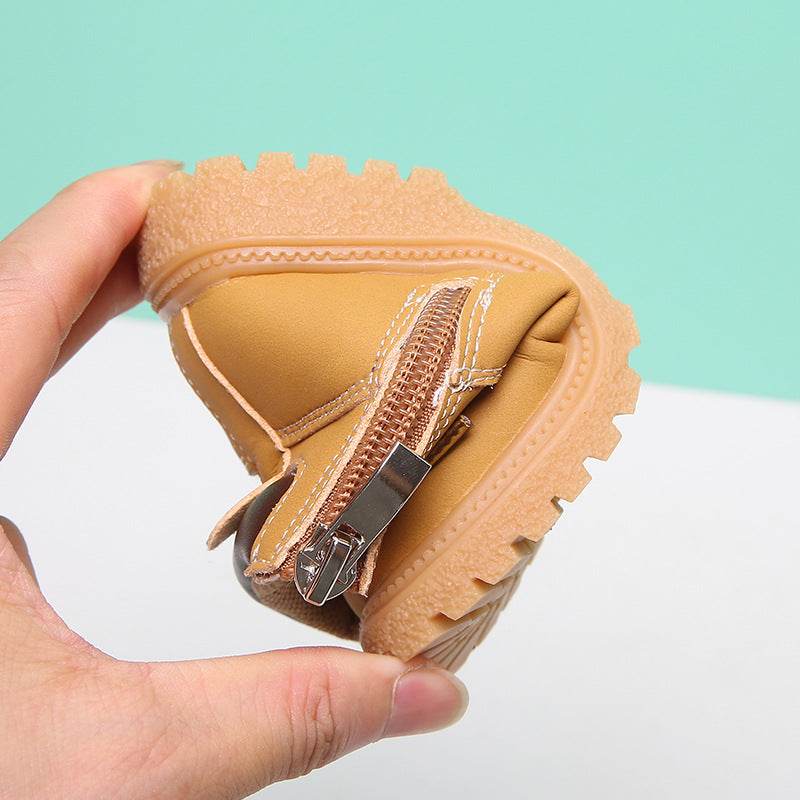 Baby Shoes Toddler Fall Boy Martin Boots Girls Single Leather - Mubimart