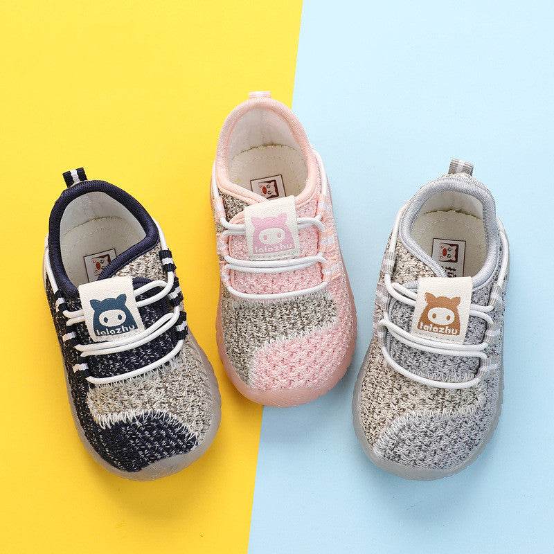 Baby Soft-Soled Toddler Shoes, Boys Flying Woven Coconut Sneakers, Girls, Baby Mesh Shoes - Mubimart