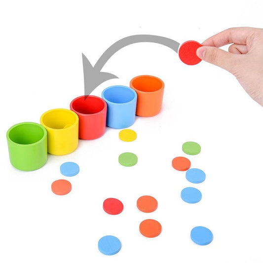 Baby Toddler Preschool Kids Learning Educational Wooden Toys Learning For Children Games Color Sorting Cup - Mubimart